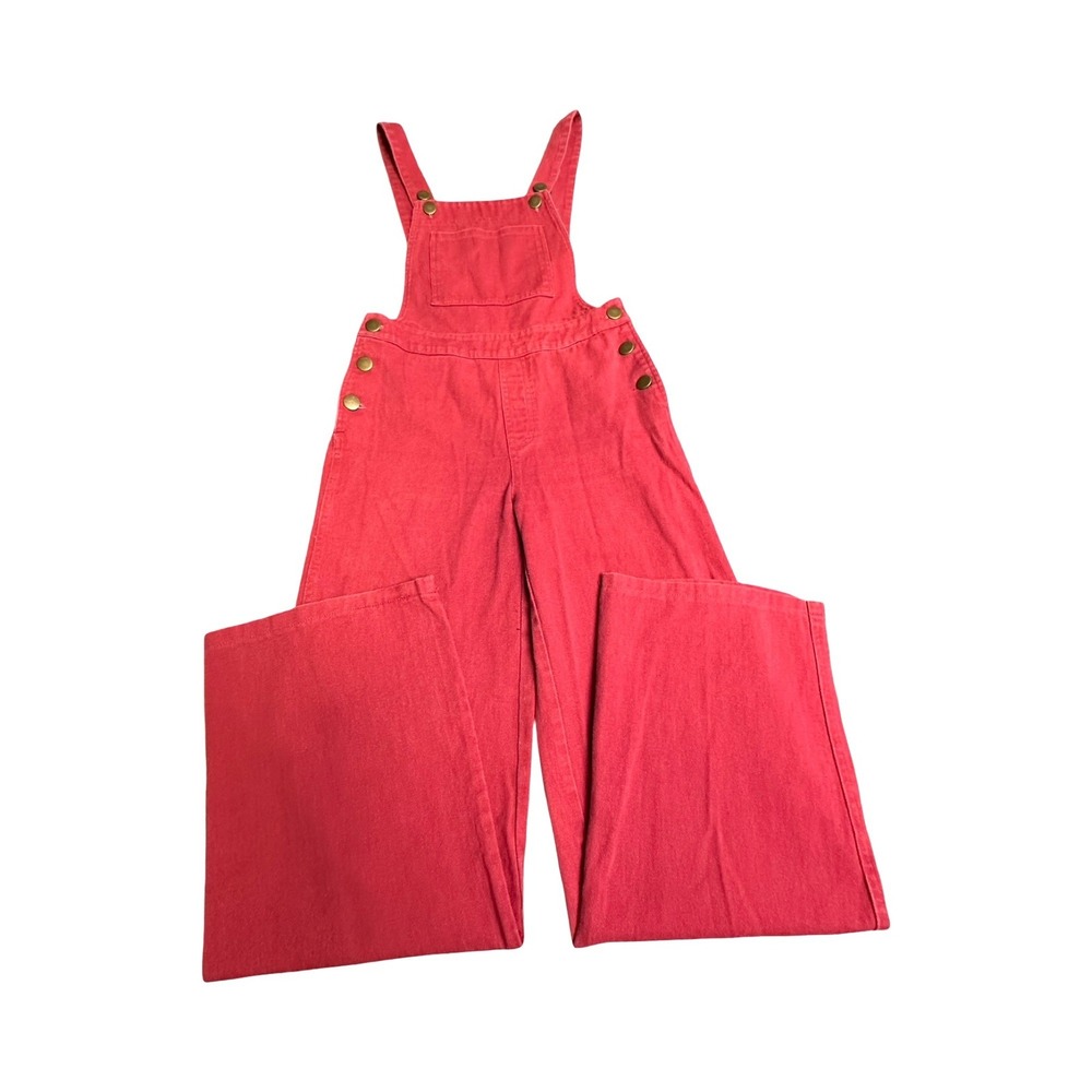 Forever 21 Overalls Women S 28x32 Red Wide Leg Cotton Denim Boho